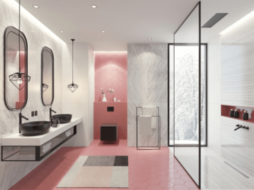 Black and pink bathroom decor