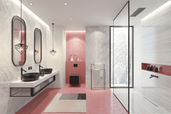 Black and pink bathroom decor