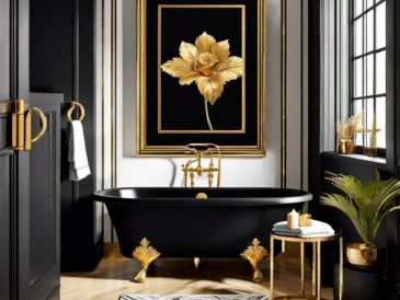 Black gold bathroom decor