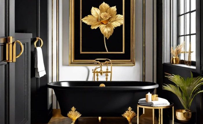 Black gold bathroom decor