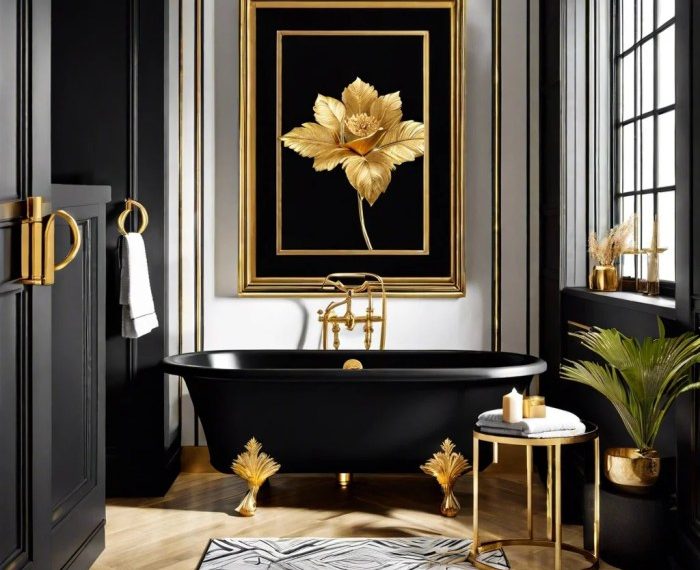 Black gold bathroom decor