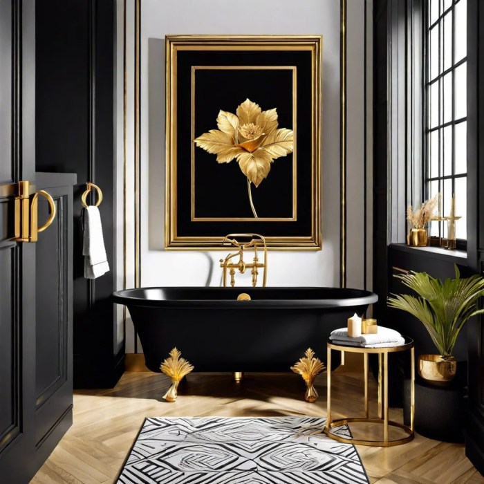 Black gold bathroom decor