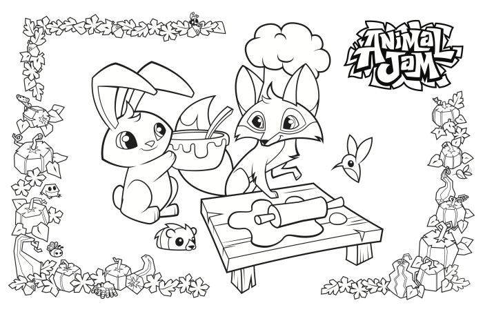 Coloring page animal jam pet foxes