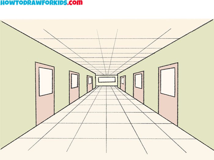 Hallway drawing perspective point drawings paintingvalley