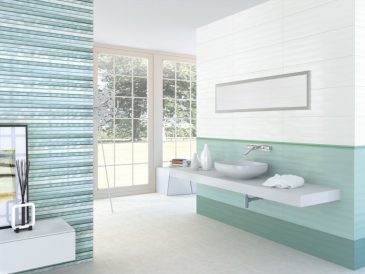 Gray and turquoise bathroom decor