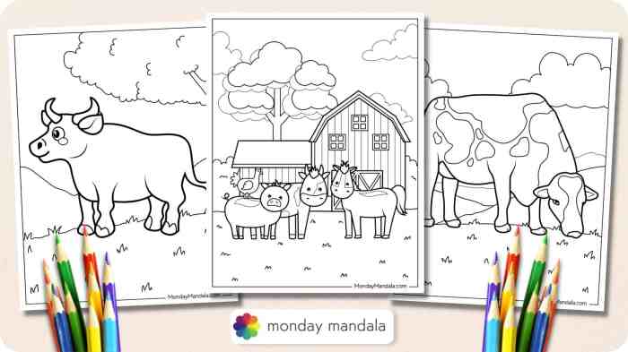 Farm animal coloring sheets to print