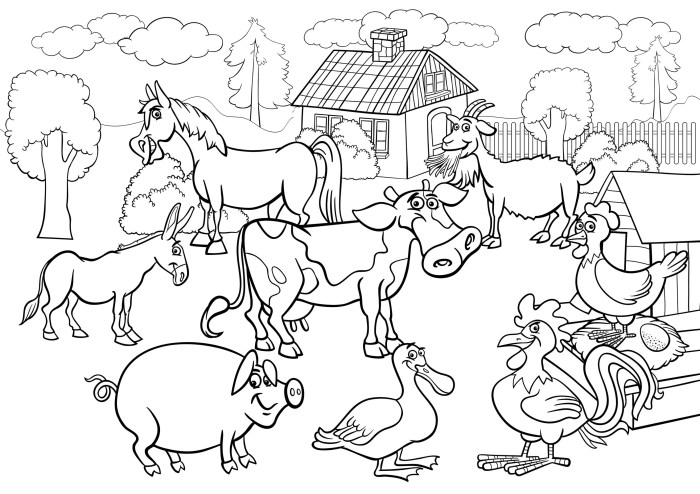 Farm animal coloring sheets to print