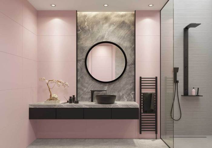 Pink black bathroom decor