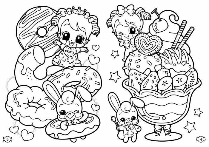 Cute kawaii anime printables coloring