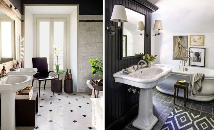 Black and white bathroom wall decor