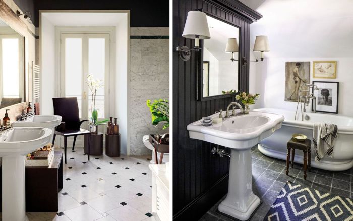 Black and white bathroom wall decor