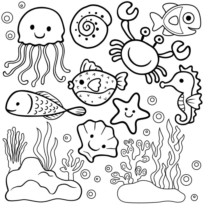 Coloring page marine animals