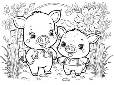 Cute animal coloring pages pig