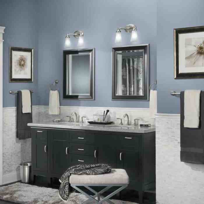 Black and blue bathroom decor