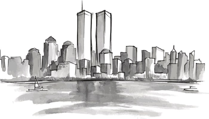 9/11 towers drawing easy