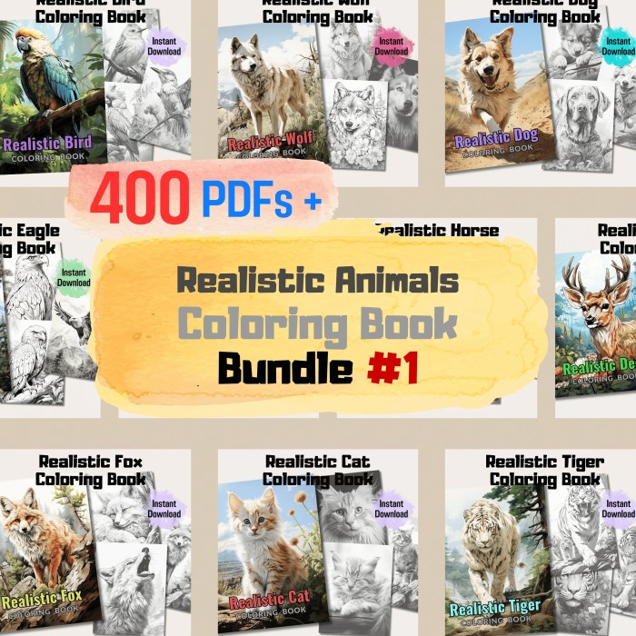 Realistic animal coloring books