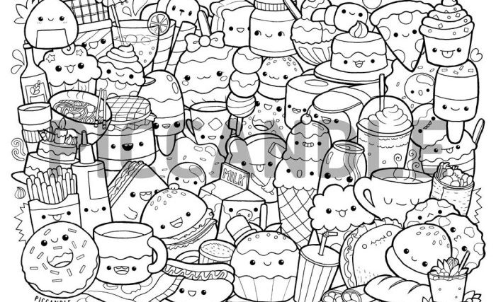 Cute anime food coloring pages