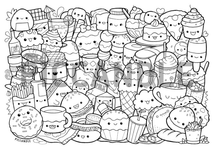 Cute anime food coloring pages