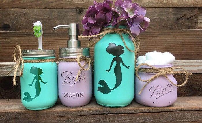 Vintage mermaid bathroom decor