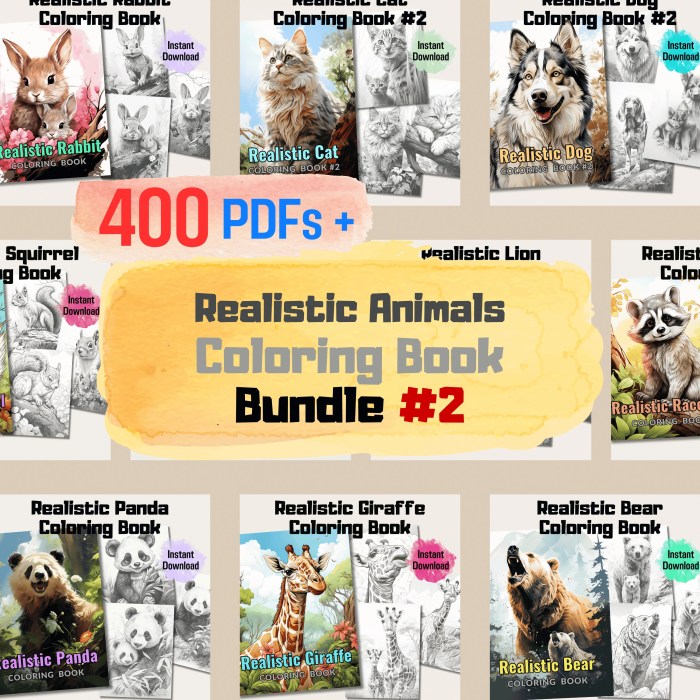 Realistic animal coloring books