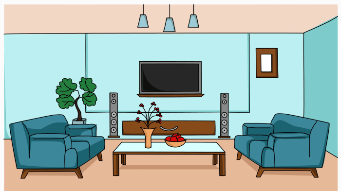 Animation living room drawing easy