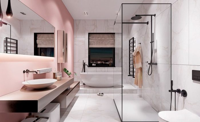 Pink black bathroom decor