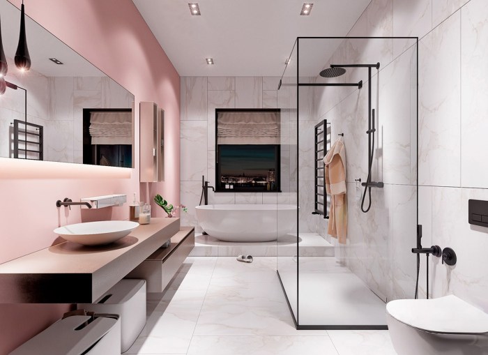 Pink black bathroom decor