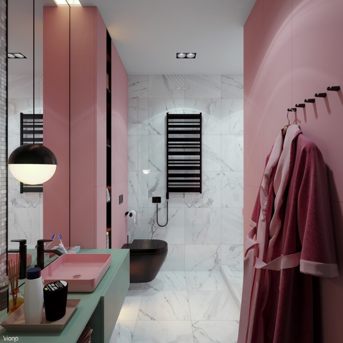 Black and pink bathroom decor