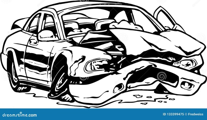 Cartoon drawing easy crashed car drawing